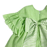 Abito Mezza Manica In Lino Con Balze E Fiocco Bambina LA SARTORIA DEI PICCOLI L333