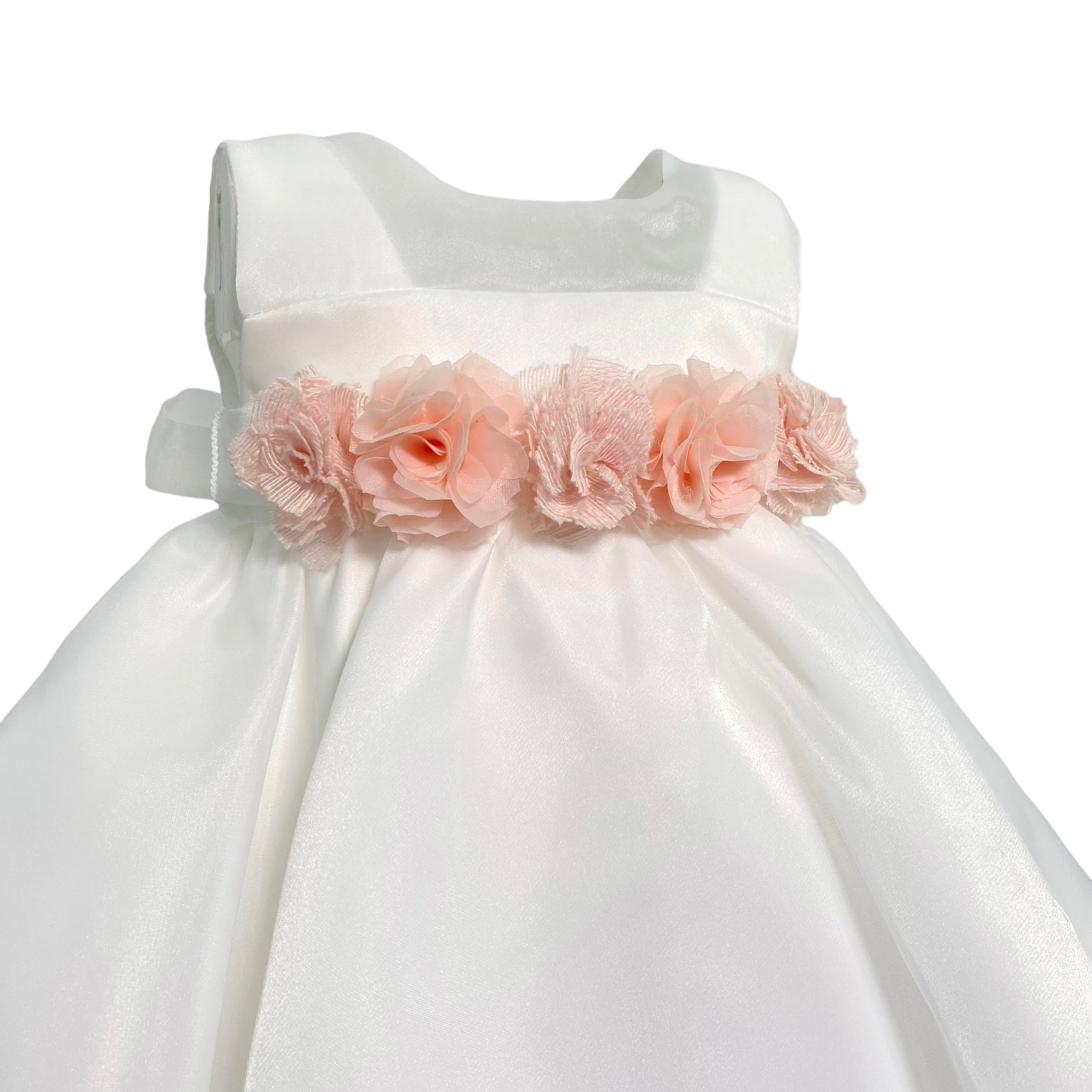 Abito Elegante Smanicato In Organza Neonata NINNAOH E23AB416 - NINNAOH - Luxury Kids