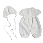 Pagliaccetto Battesimale In Lino E Pizzo Bianco Neonato PICCOLA GIUGGIOLA LERICI - PICCOLA GIUGGIOLA - Luxury Kids