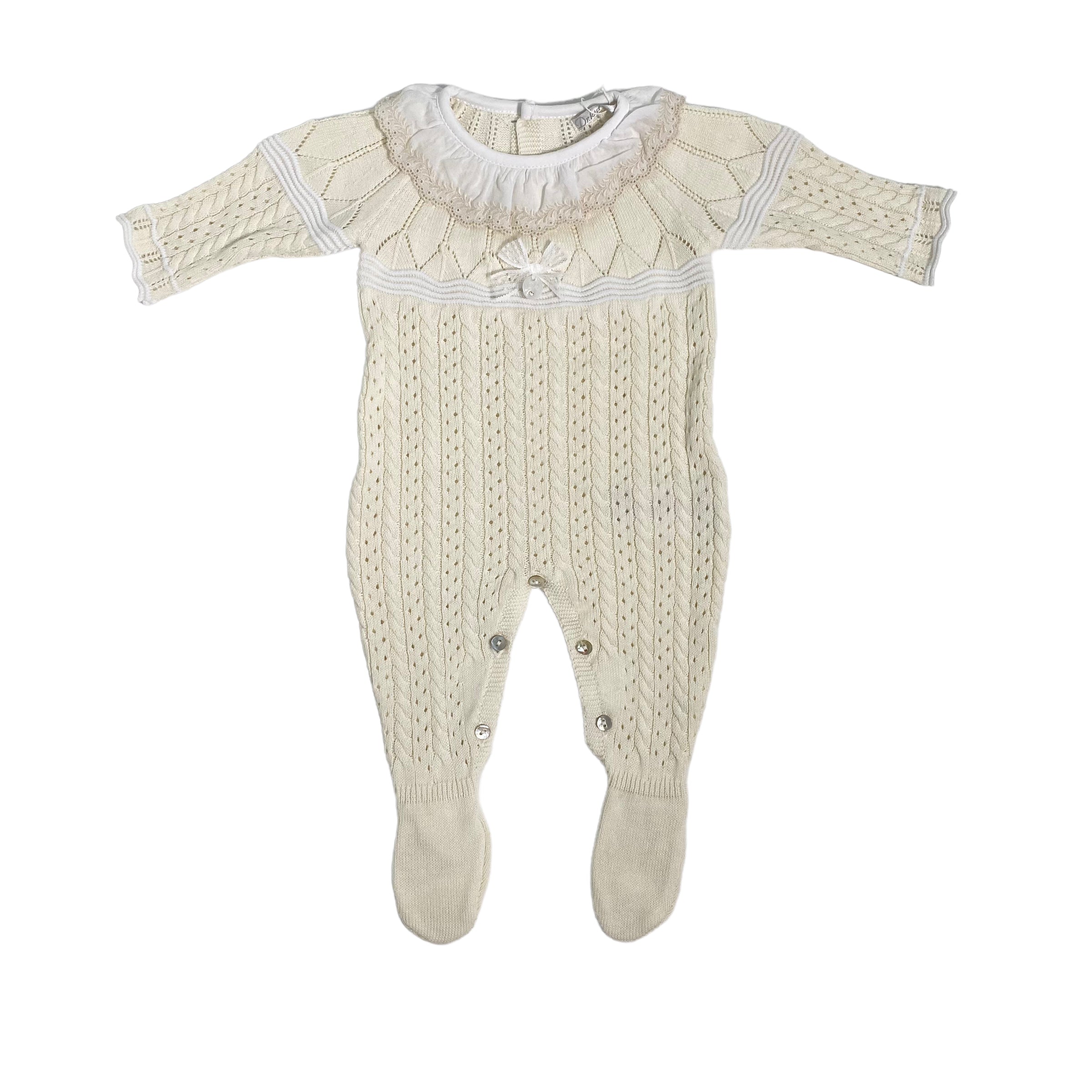 Tutina Intera In Filo Di Cotone Traforata Neonata DR KID DK160 - DR KID - Luxury Kids