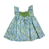 Abito Smanicato In Cotone Floreale Verde YOEDU 0526 - YOEDU - Luxury Kids