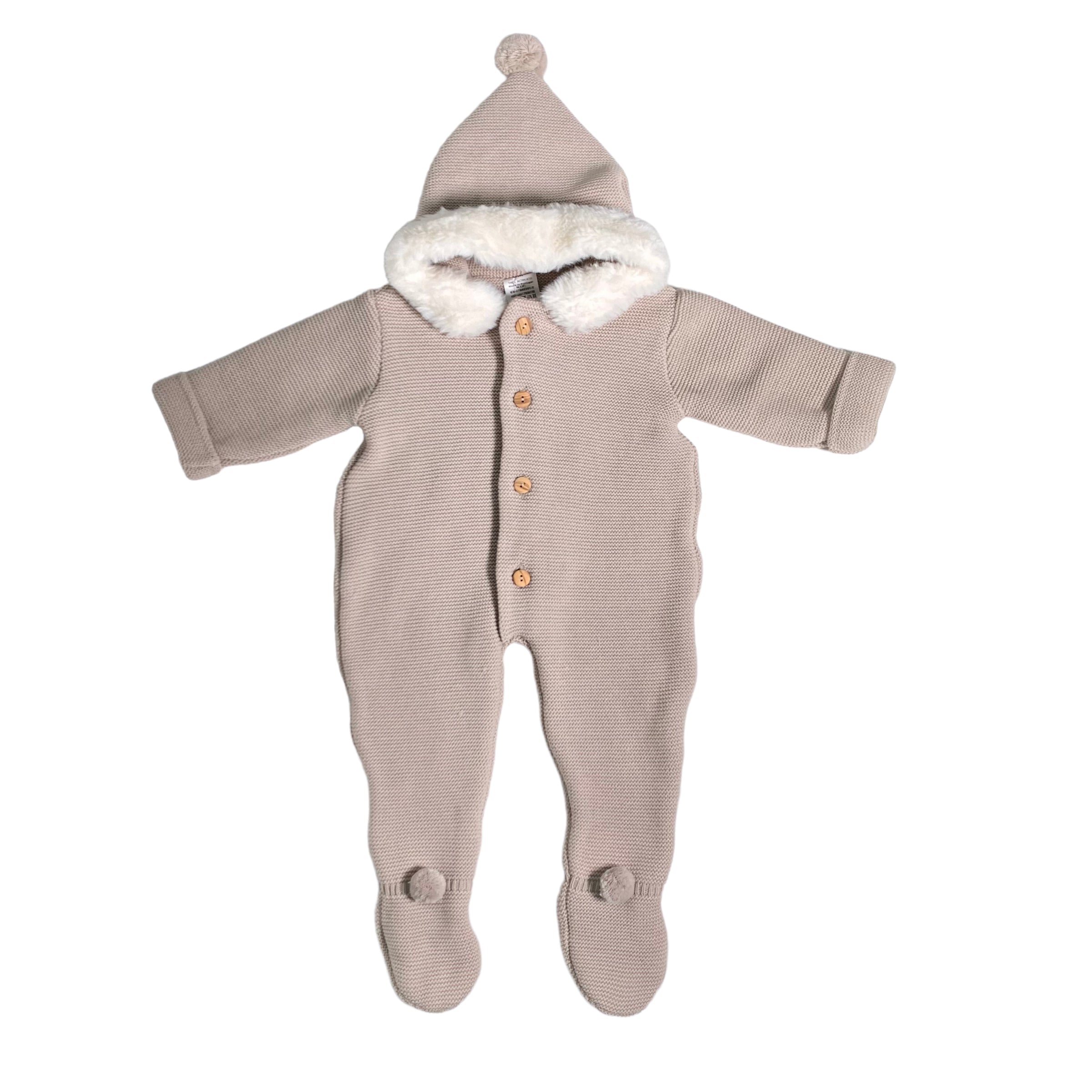 Tutone Con Cappuccio Con Ecopelliccia Neonato/a BABY FASHION 180.4 - Baby Fashion - LuxuryKids