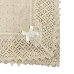 Coperta Scialle In Filo Di Cotone Con Pizzo Beige Neonata DR KID DK205 - DR KID - Luxury Kids