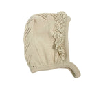 Cuffia In Filo Di Cotone Traforata Beige Neonata DR KID DK208 - DR KID - Luxury Kids