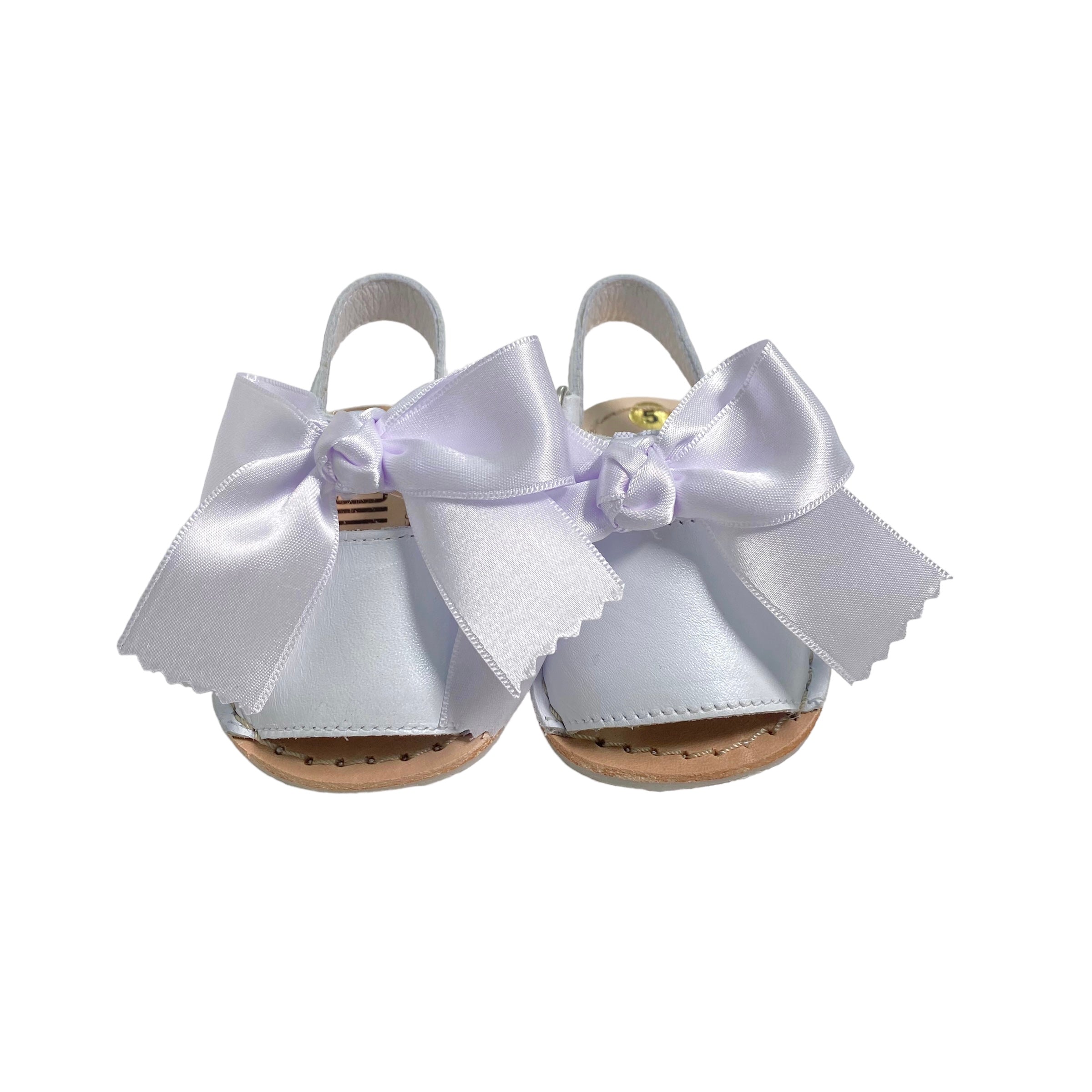 Menorquinische First Steps-Sandalen aus Satinleder mit Satinschleife für Mädchen INDEX 300S