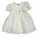 Abito Elegante Battesimale In Seta E Pizzo Panna Neonata PICCOLA GIUGGIOLA CHIESSI - PICCOLA GIUGGIOLA - Luxury Kids
