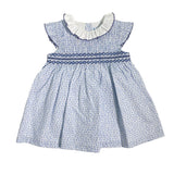 Abito Smanicato In Cotone Con Punto Smok Bambina SARDON LA473 - SARDON - Luxury Kids