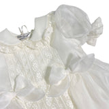 Abito Elegante Battesimale In Seta E Pizzo Panna Neonata PICCOLA GIUGGIOLA CHIESSI - PICCOLA GIUGGIOLA - Luxury Kids