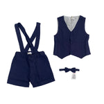 Completo Con Bermuda Panciotto E Papillon In Misto Lino Neonato A&J A&J525 - A&J - Luxury Kids