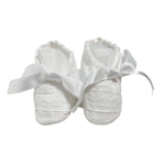 Scarpe Da Culla In Lino E Pizzo Bianche Neonato PICCOLA GIUGGIOLA LERICIS - PICCOLA GIUGGIOLA - Luxury Kids