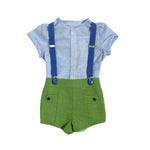 Completo Bermuda con Bretelle e Camicia Neonato YOEDU 0262 - YOEDU - Luxury Kids