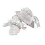 Scarpe Da Culla In Lino E Pizzo Bianche Neonato PICCOLA GIUGGIOLA LERICIS - PICCOLA GIUGGIOLA - Luxury Kids