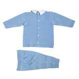 Tutina Spezzata In Filo Di Cotone Celeste Neonato CREAZIONI LUANA 1022 - CREAZIONI LUANA - Luxury Kids