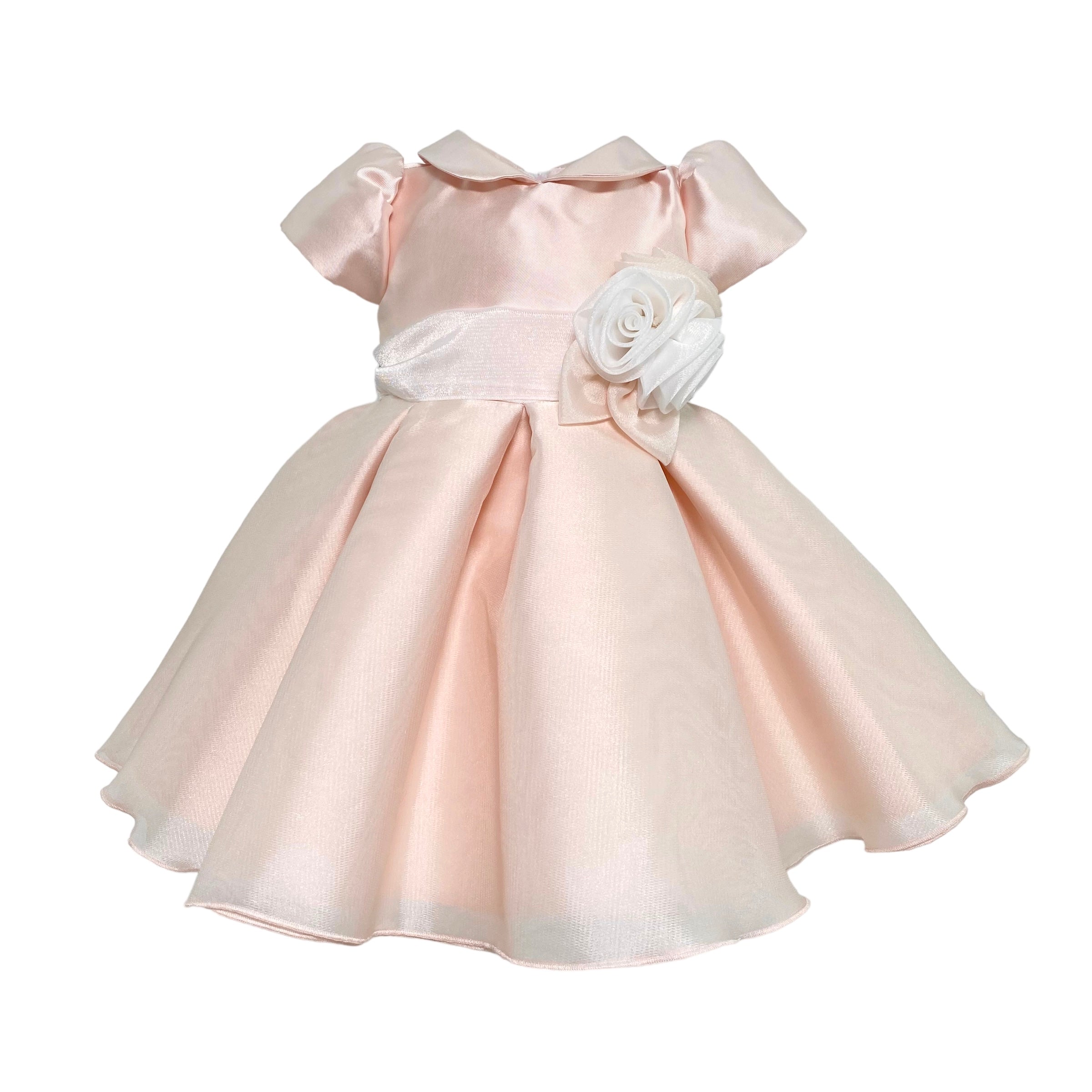Abito Elegante Battesimale Mezza Manica Rosa Neonata ISABEL B52 - ISABEL - Luxury Kids