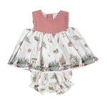 Abito Smanicato Con Culotte In Cotone Neonata YOEDU 0041 - YOEDU - Luxury Kids