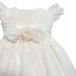 Abito Elegante Battesimale In Organza Rigata Neonata NINNAOH E23AB415 - NINNAOH - Luxury Kids