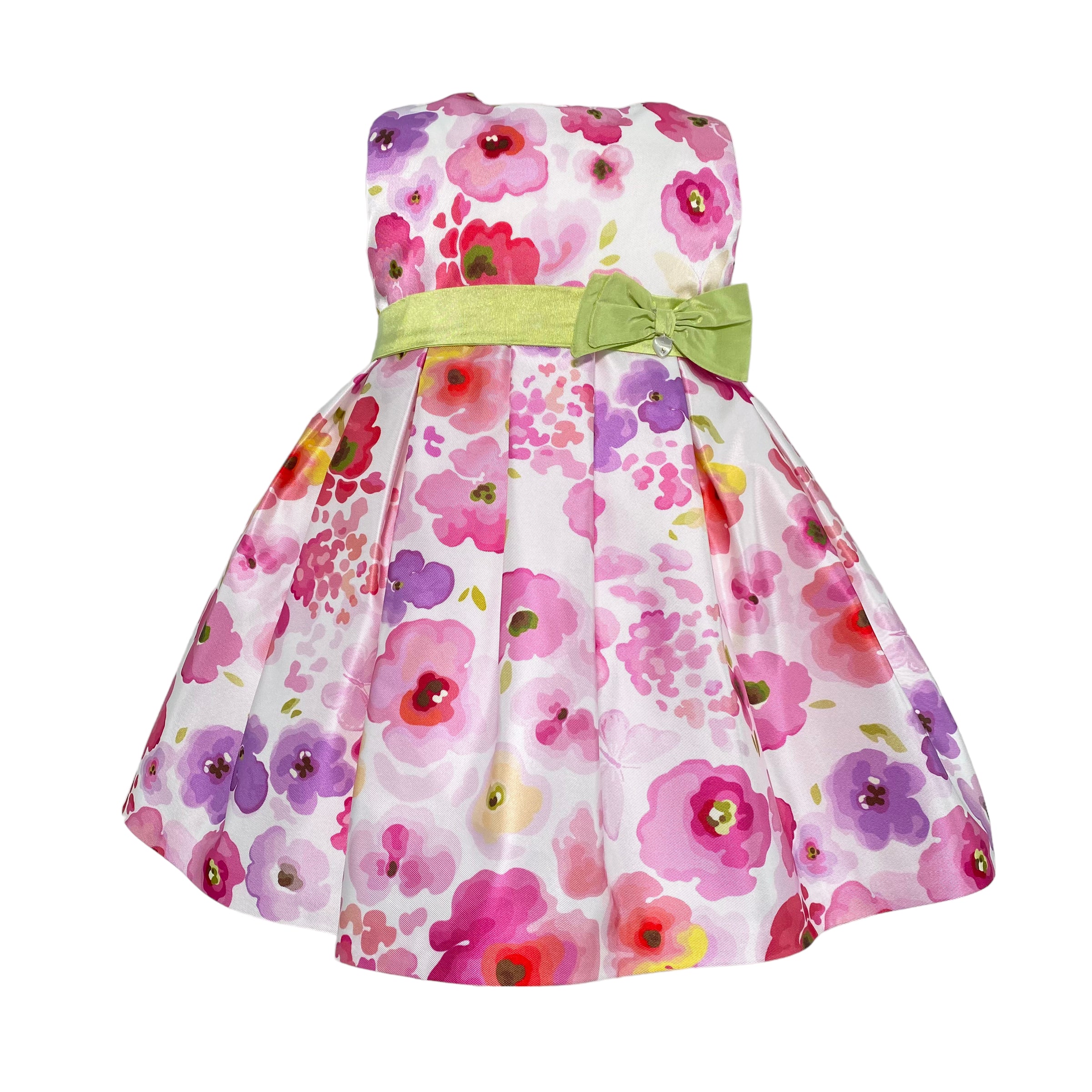 Abito Elegante Smanicato In Mikado Fantasia Floreale Neonata NINNAOH E23AB410 - NINNAOH - Luxury Kids
