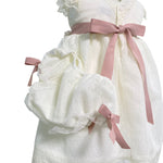 Abito Elegante Battesimale In Tulle Panna Neonata PONTO POR PONTO 5956 - PONTO POR PONTO - Luxury Kids