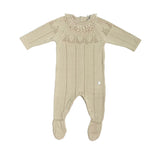 Tutina Intera In Filo Di Cotone Beige Neonata DR KID DK201 - DR KID - Luxury Kids