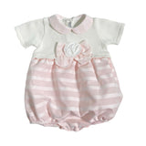 Pagliaccetto In Filo Di Cotone E Tessuto Operato Neonata LA SARTORIA DEI PICCOLI LP313 - LA SARTORIA DEI PICCOLI - Luxury Kids