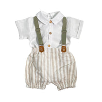 Completo In Lino Con Salopette E Camicia Neonato LA SARTORIA DEI PICCOLI LPB301 - LA SARTORIA DEI PICCOLI - Luxury Kids