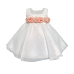 Abito Elegante Smanicato In Organza Neonata NINNAOH E23AB416 - NINNAOH - Luxury Kids