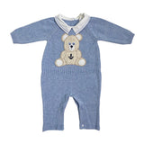 Tutina Intera In Filo Di Cotone Con Orso Neonato A&J A&J124 - A&J - Luxury Kids