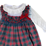Completo Salopette Scozzese E Camicia Bambina VALENTINA BEBES CWA165 - VALENTINA BEBES - LuxuryKids