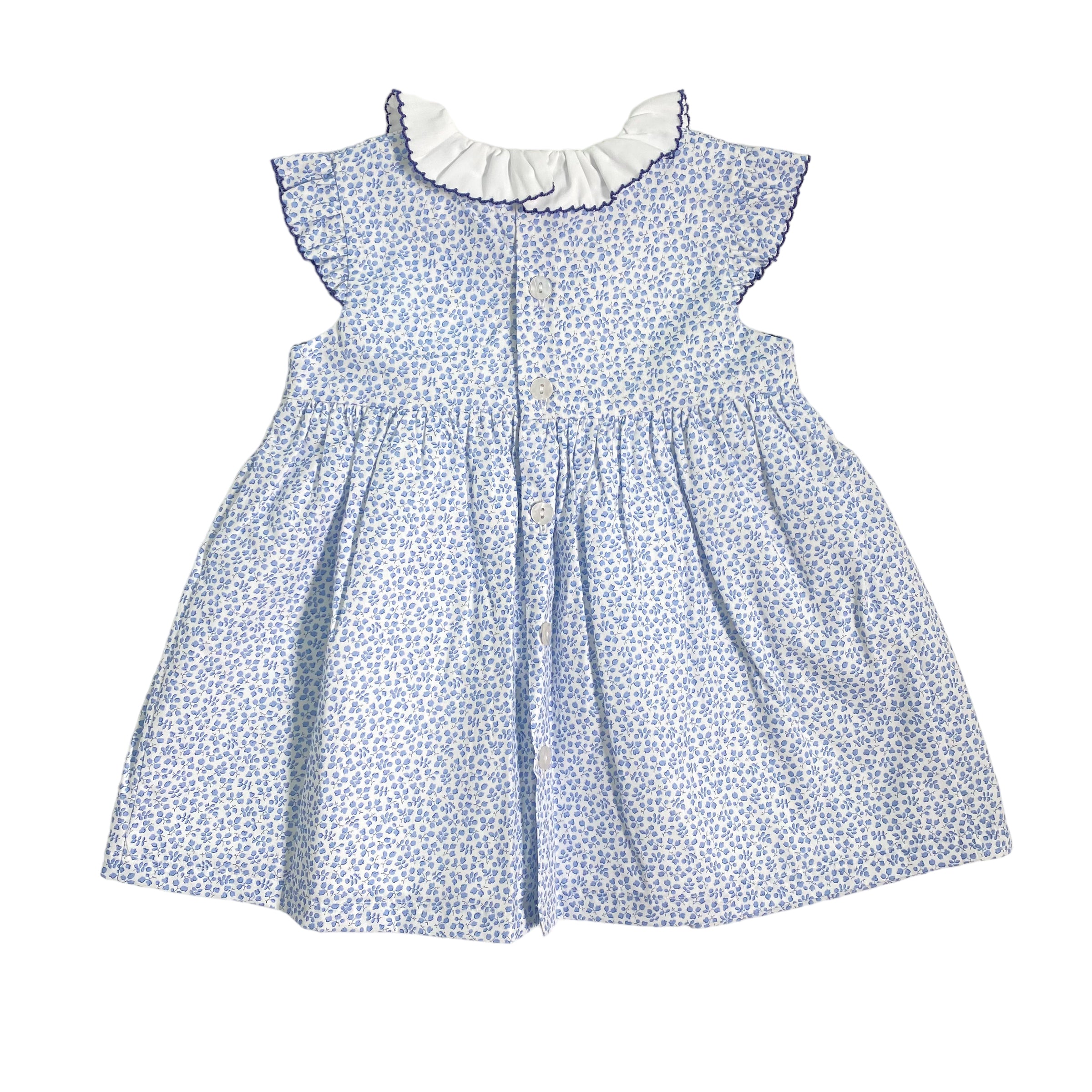 Abito Smanicato In Cotone Con Punto Smok Neonata SARDON LA473 - SARDON - Luxury Kids