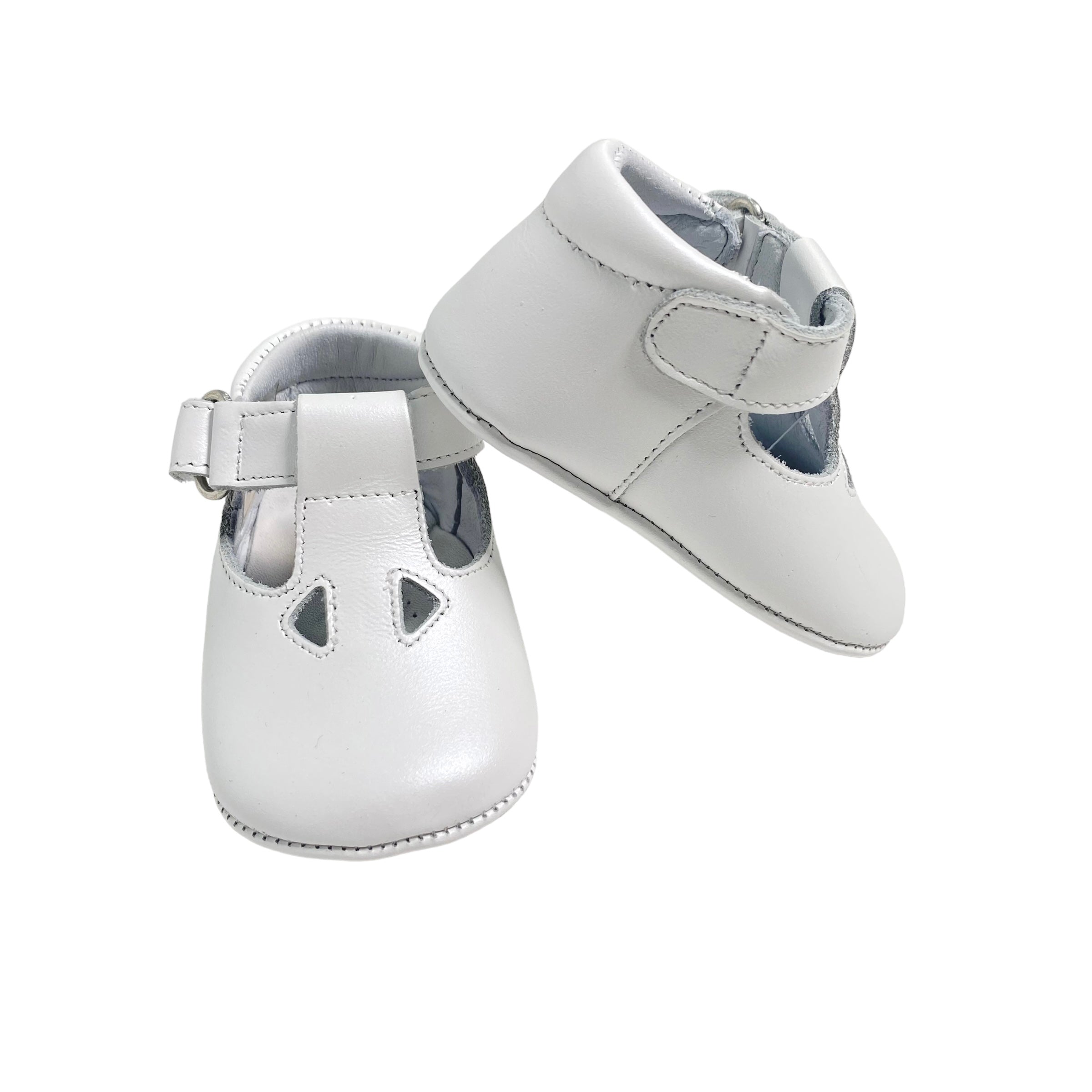 Scarpe Da Culla In Pelle Satinata Con Occhielli Neonato PANYNO A2414S - PANYNO - Luxury Kids