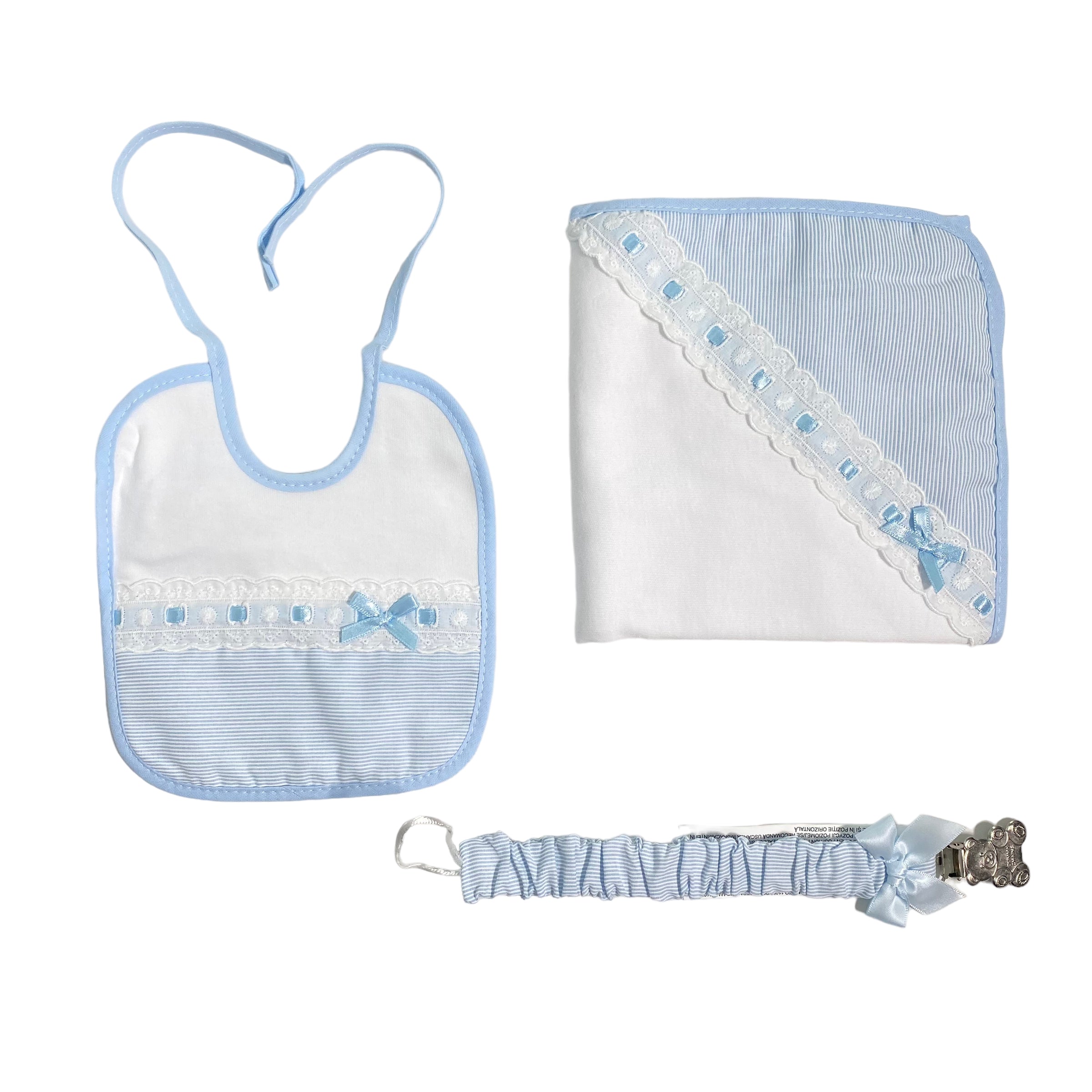Set Regalo Nascita Con Quadrato Bavetta E Portaciuccio Neonato/a SARDON BF753 - SARDON - Luxury Kids