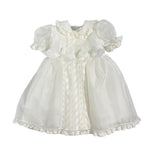 Abito Elegante Battesimale In Seta E Pizzo Panna Neonata PICCOLA GIUGGIOLA CHIESSI - PICCOLA GIUGGIOLA - Luxury Kids