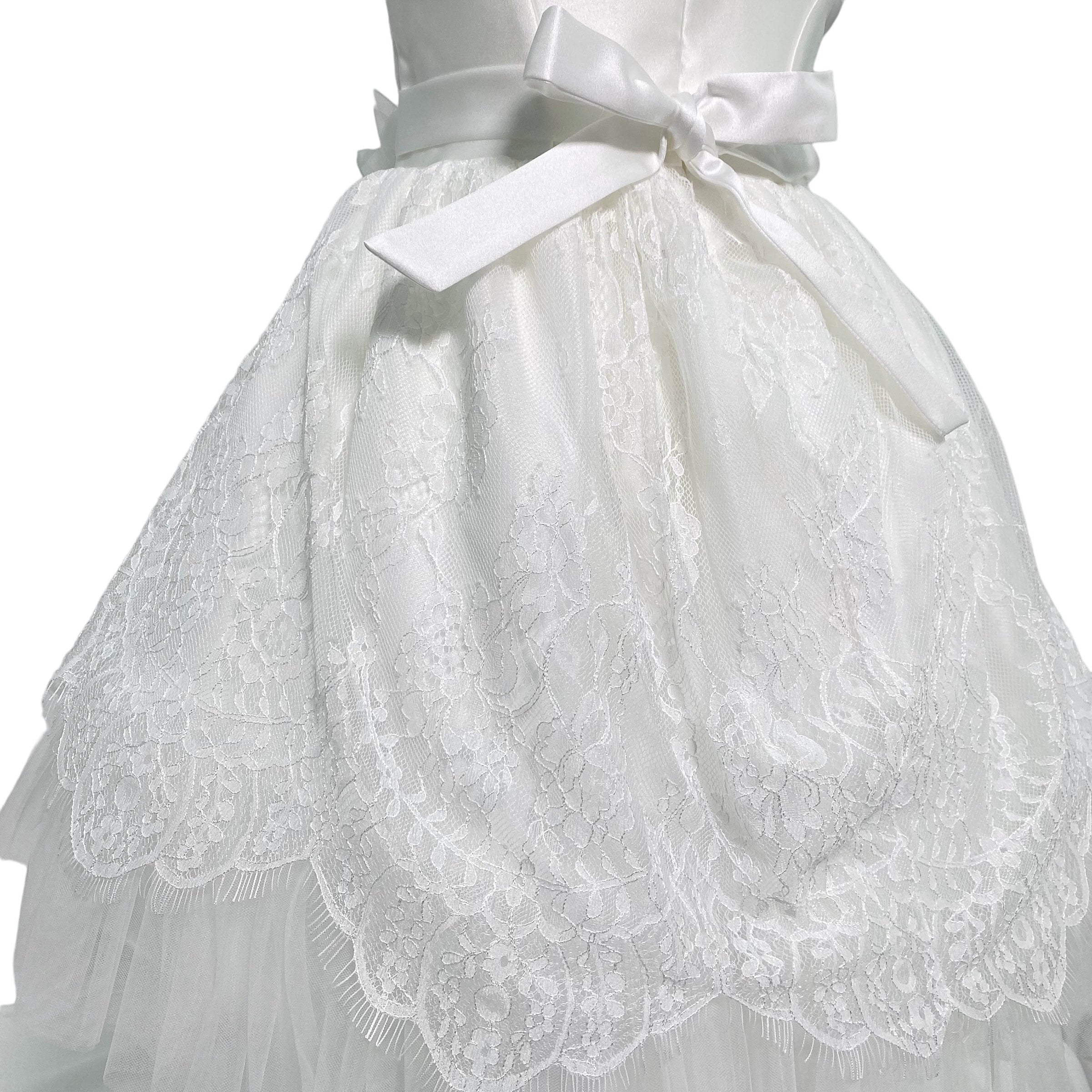 Abito Elegante Battesimale In Raso E Pizzo Neonata PETIT 2015786 - PETIT - Luxury Kids
