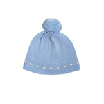 Cappello In Filo Di Cotone Celeste Con Pom Pon Neonato DR KID DK136 - DR KID - Luxury Kids
