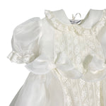 Abito Elegante Battesimale In Seta E Pizzo Panna Neonata PICCOLA GIUGGIOLA CHIESSI - PICCOLA GIUGGIOLA - Luxury Kids