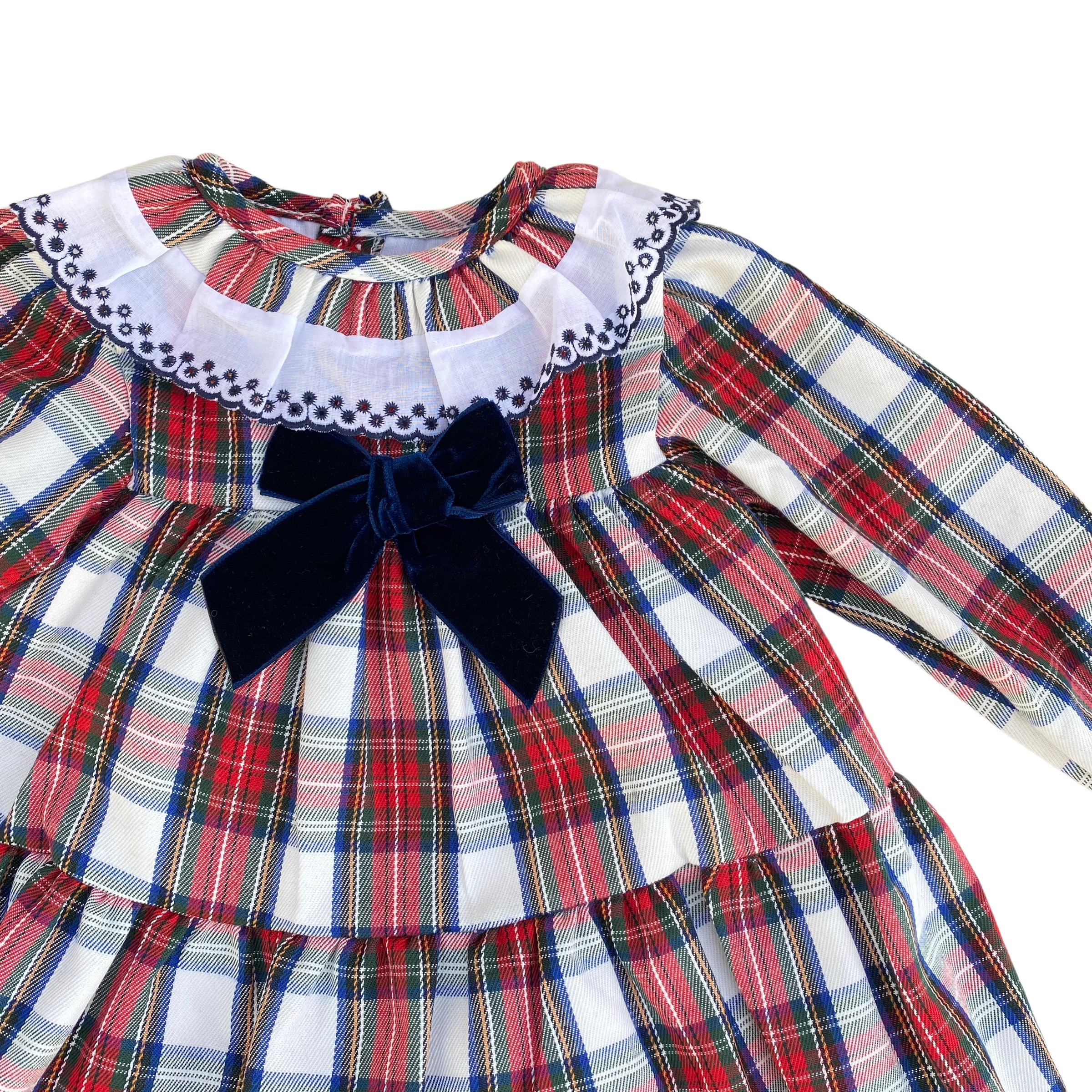 Abito Manica Lunga Tartan Con Culotte Neonata VALENTINA BEBES CWA154 - VALENTINA BEBES - LuxuryKids