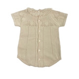 Pagliaccetto In Filo Di Cotone Traforato Beige Neonata DR KID DK203 - DR KID - Luxury Kids