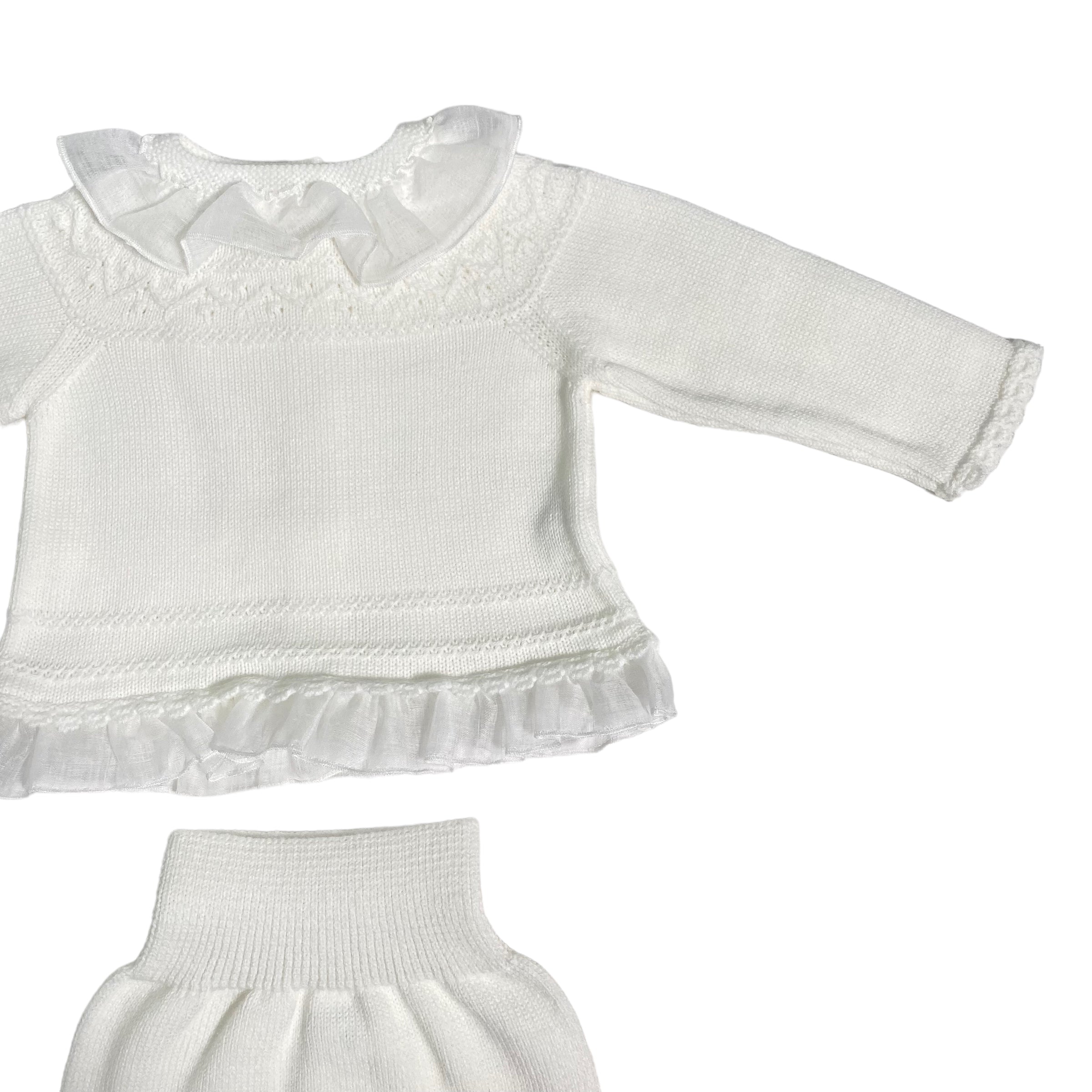 Tutina Spezzata In Tessuto Anallergico Panna Neonata GRANLEI 159 - GRANLEI - LuxuryKids