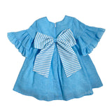 Abito Mezza Manica In Lino Con Balze E Fiocco Bambina LA SARTORIA DEI PICCOLI L333