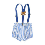 Bermuda a Righe Con Bretelle In Cotone Neonato YOEDU 3982 - YOEDU - Luxury Kids