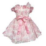 Abito Elegante Mezza Manica In Organza Stampata Floreale Neonata ISABEL F161N - ISABEL - Luxury Kids