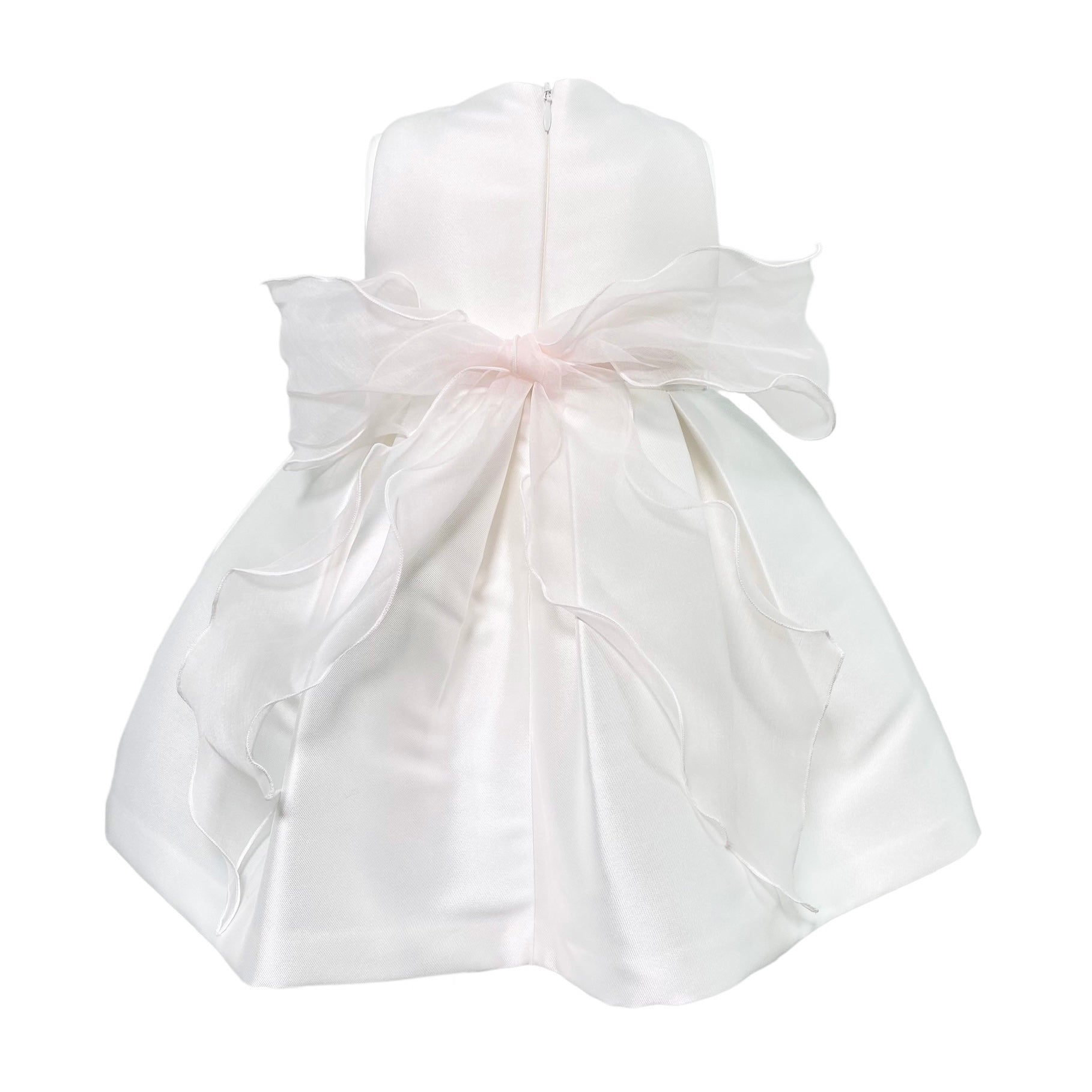 Abito Elegante Smanicato In Mikado Bianco Neonata MIMILU' 330BB - MIMILU' - Luxury Kids