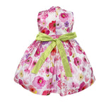 Abito Elegante Smanicato In Mikado Fantasia Floreale Neonata NINNAOH E23AB410 - NINNAOH - Luxury Kids