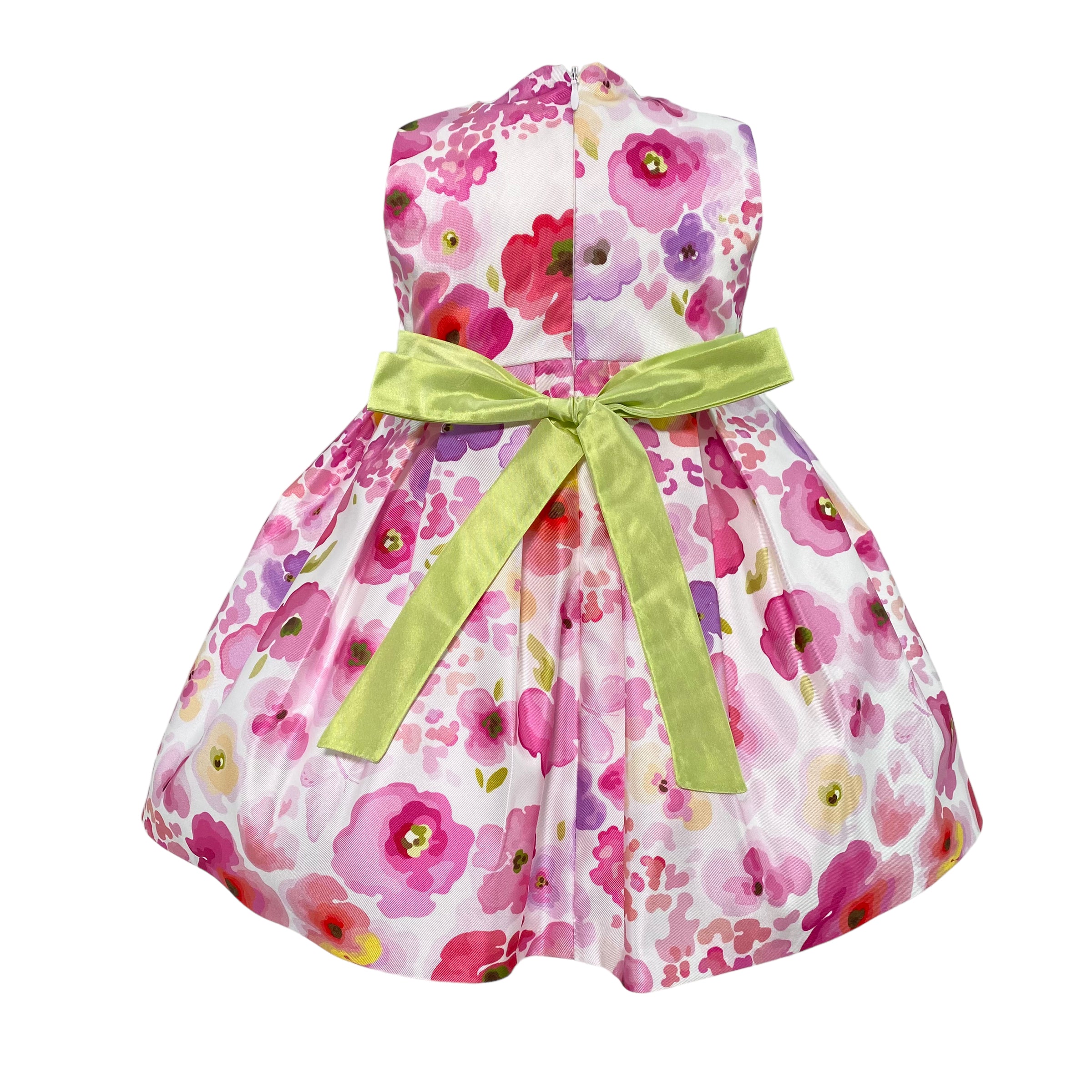 Abito Elegante Smanicato In Mikado Fantasia Floreale Neonata NINNAOH E23AB410 - NINNAOH - Luxury Kids