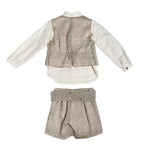Completo Elegante In Lino Con Bermuda Camicia E Gilet Bambino MIMILU' 590 - MIMILU' - Luxury Kids
