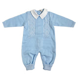 Tutina Intera In Filo Di Cotone Con Trecce Celeste Neonato CREAZIONI LUANA 1001 - CREAZIONI LUANA - Luxury Kids