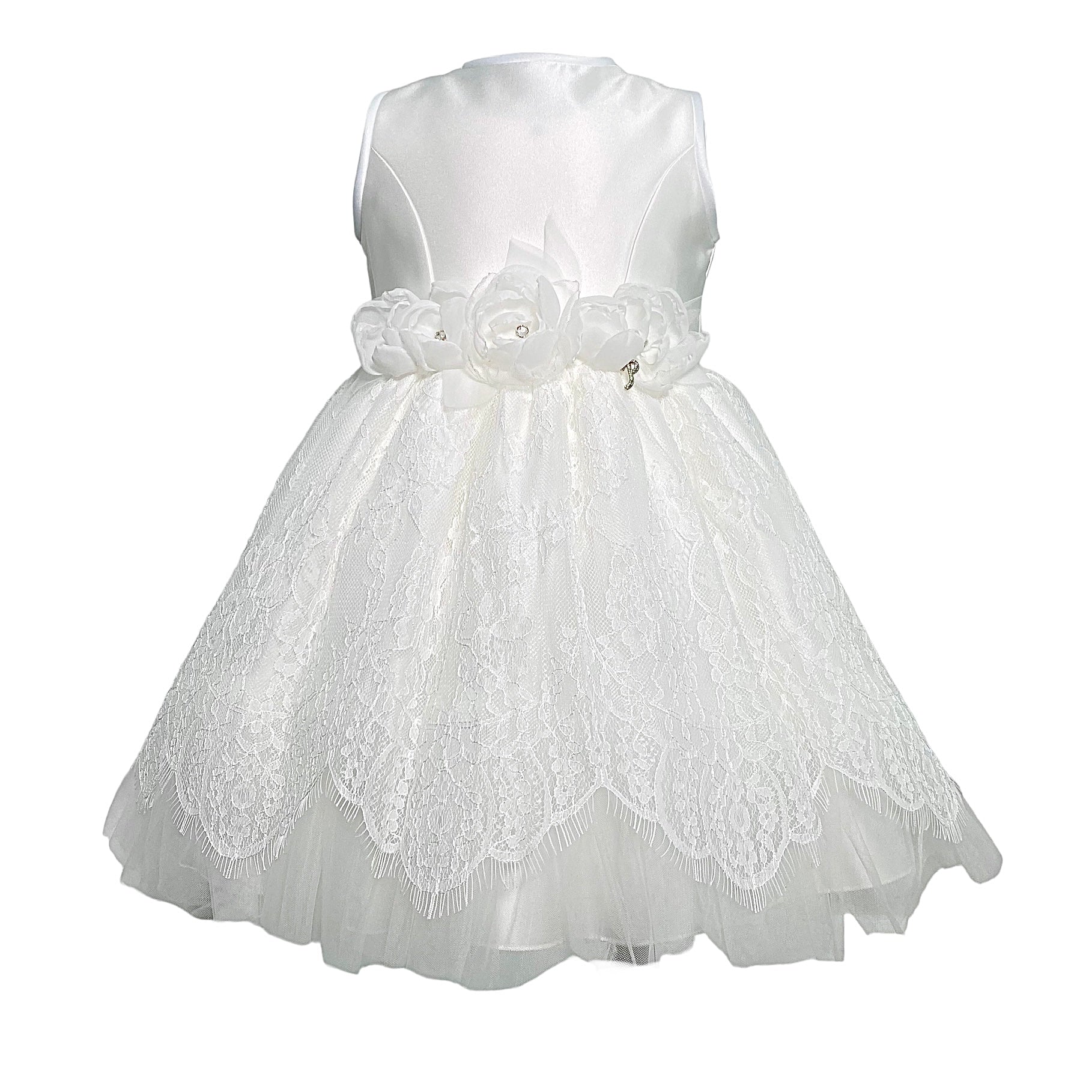 Abito Elegante Battesimale In Raso E Pizzo Neonata PETIT 2015786 - PETIT - Luxury Kids