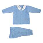 Tutina Spezzata In Filo Di Cotone Celeste Neonato CREAZIONI LUANA 1022 - CREAZIONI LUANA - Luxury Kids