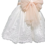 Abito Elegante Mezza Manica In Mikado E Pizzo Bianco Neonata MIMILU' 307BB - MIMILU' - Luxury Kids