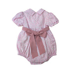 Pagliaccetto Floreale con Fiocco Caldo Cotone Neonata IS6355N - ISABEL - LuxuryKids